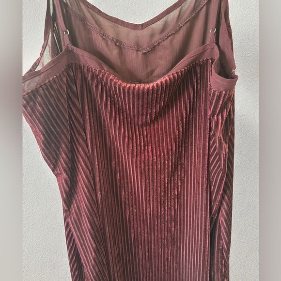 Velvet Red Wine Drapey Dress - Picture 5 of 7